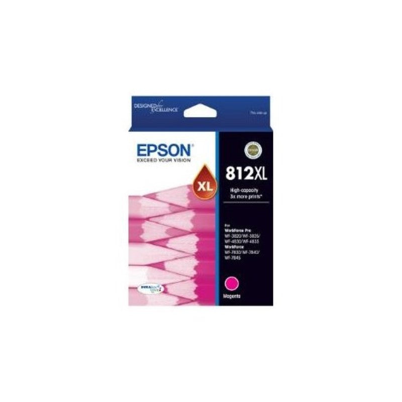 Epson DURABrite Ultra 812XL High Yield Magenta Ink Cartridge - Superior Print Quality & Performance