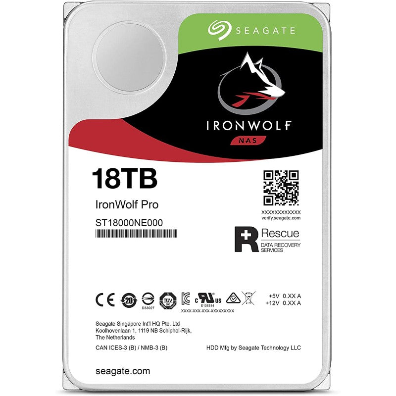 Seagate IronWolf Pro 18TB Internal Hard Drive - 7200RPM SATA for NAS & RAID Systems