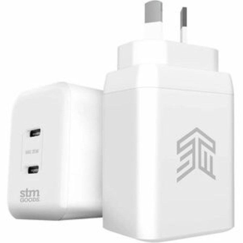 STM Goods 35W Dual Port USB-C Power Adapter - Fast Charging for Tablets & Smartphones