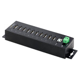 Rugged 10-Port Industrial USB 2.0 HUB with ESD Protection - StatTech Metal Hub for Harsh Environments