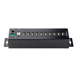 Rugged 10-Port Industrial USB 2.0 HUB with ESD Protection - StatTech Metal Hub for Harsh Environments