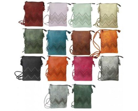 Set of three elegant shoulder bags with wave and pearl design, featuring zip tops and handy back pocket for essentials.