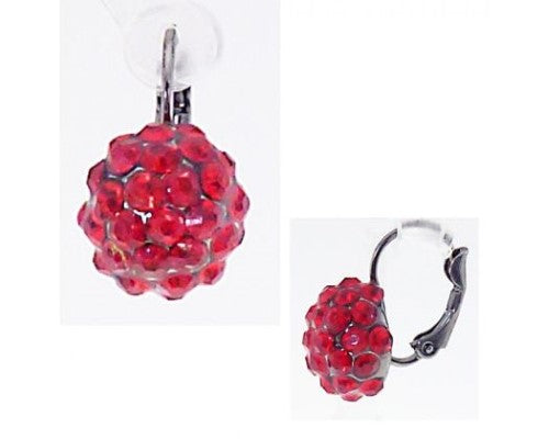 Stunning red crystal ball French clip earrings, perfect for adding glam to any outfit, featuring secure closure and elegant design.