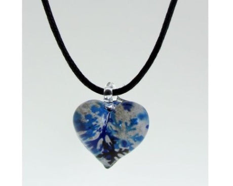 Hand-crafted 2 cm blue heart pendant on adjustable cord, showcasing exquisite Thai glass artistry.