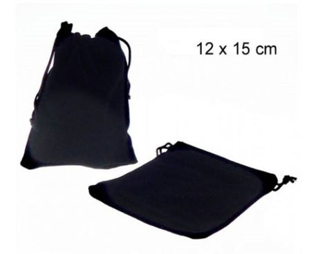 Set of 24 elegant black felt drawstring pouches (12x15cm) for stylish gifting and storage.