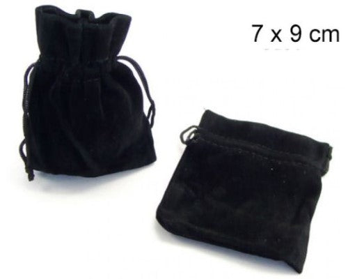 Set of 24 stylish black felt drawstring pouches, 7x9cm, perfect for gifting and organizing small items.