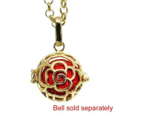 Dusky Rose Rhodium Angel Caller necklace with 80cm chain, emits soothing sounds for relaxation and well-being.