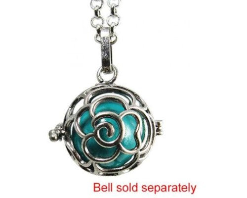 Elegant Angel Caller Cocoon locket with diamante detail, rhodium-plated brass, 80cm chain, top opening.