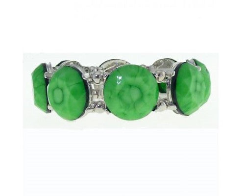 Elegant round light green elasticated bracelet made of high-quality resin, perfect for any outfit and occasion.