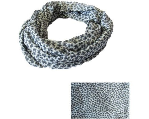 Stylish Blue Flower Snood with floral design on a white background, crafted from soft 100% polyester.