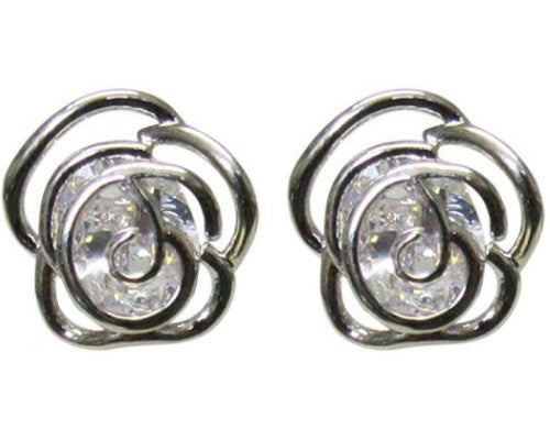 Swarovski CZ Clear Crystal stud earrings featuring a lace flower design and dazzling diamantes, perfect for any occasion.