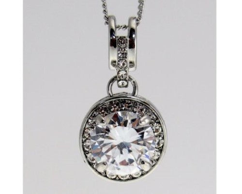 Elegant necklace featuring a single clear CZ crystal in a stylish diamante bale, adjustable length, perfect for any occasion.