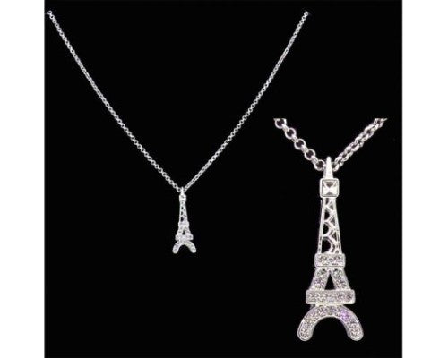 Elegant Eiffel Tower necklace with sparkling diamante, perfect for adding Parisian charm to any outfit.