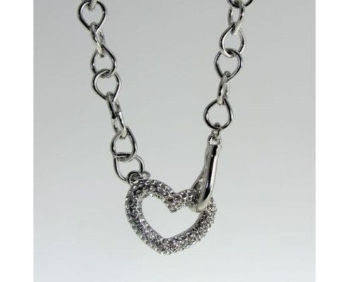 Stunning Diamante Outline Heart Necklace with a chunky teardrop chain, customizable fit and dazzling shimmer.