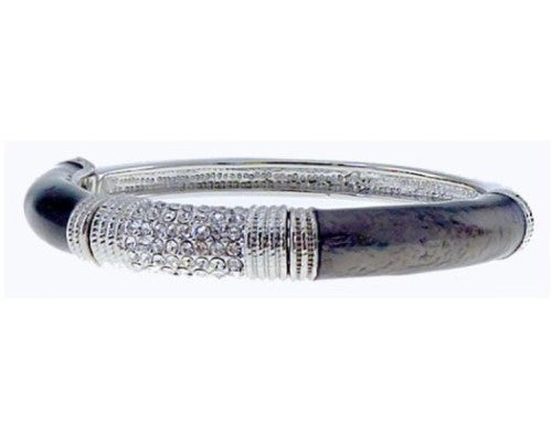 Bangle-look bracelet in dark bronze enamel with sparkling diamantes, perfect for adding elegance to any outfit.