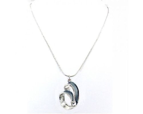 Necklace - Matt Blue Ribbon/Crystal