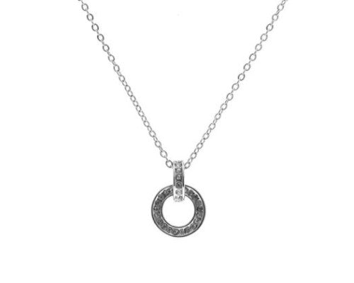 Elegant necklace featuring two intertwined rings with diamantes, perfect for any occasion and enhances your style.