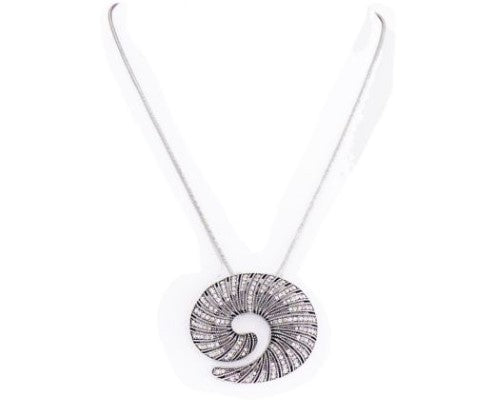 Elegant necklace featuring a marcasite-adorned ammonite pendant, perfect for casual and formal occasions.