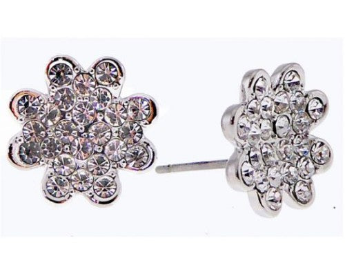 Elegant pierced earrings featuring rectangular clear CZ studs with a unique round and rectangular drop design.