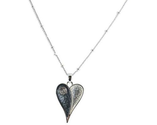 Yin & Yang Heart Necklace featuring an elegant design symbolizing love and balance, perfect for everyday wear.