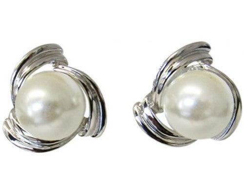 Pierced Earrings - Jax Pearl Nest Rhodium