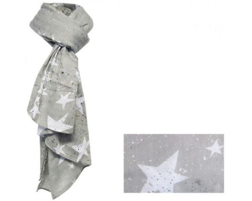 Elegant Silver Stars Scarf made from 100% premium polyester, perfect for versatile styling and adding a touch of sophistication.