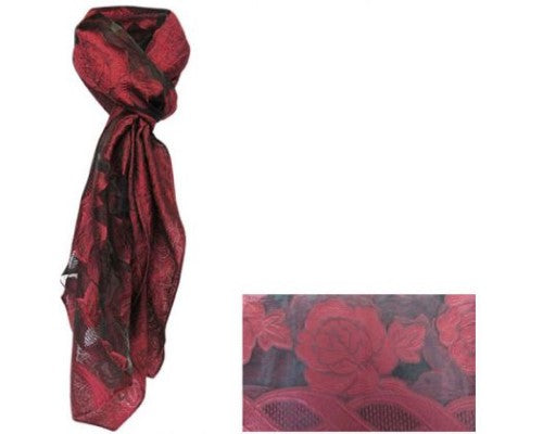 Lightweight sheer rose red scarf measuring 67 cm x 180 cm, perfect for versatile styling and adding a vibrant touch.