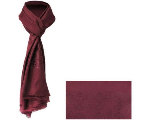 Luxurious paisley scarf in rich red wine hues, perfect for stylish wraps or chic neck accessories.