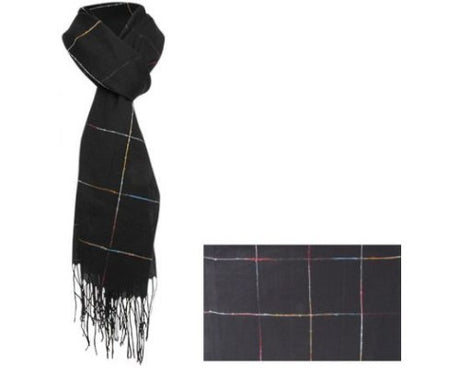 Stylish Colour Trim Black Scarf in 100% polyester, measuring 70 x 180 cm for versatile fashion.