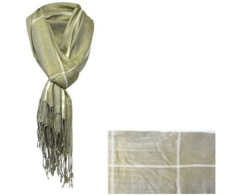 Luxurious Shimmering Gold Scarf in synthetic cotton, 70 cm by 170 cm, elevates any outfit with its radiant glow.