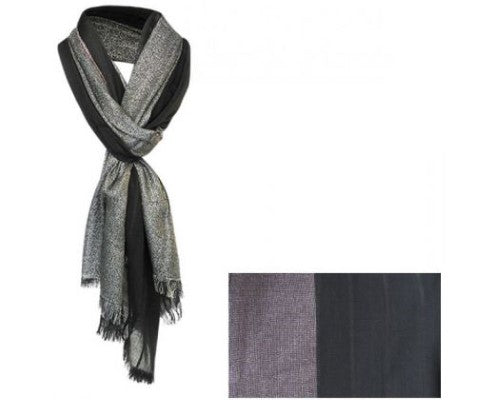 Stylish Black and Silver Shine Scarf in synthetic cotton, measuring 70x180 cm, perfect for versatile, elegant looks.