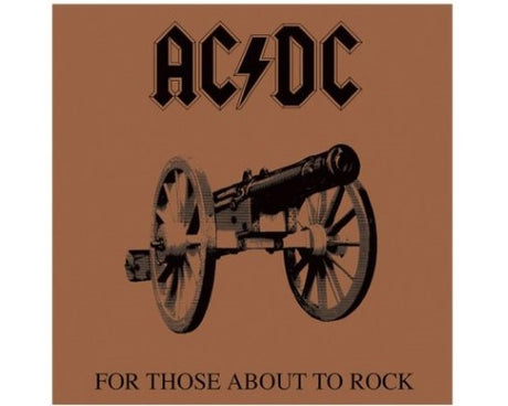 Vibrant AC/DC canvas art featuring 'For Those About to Rock' album cover, perfect for music lovers and decor enthusiasts.