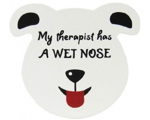 Puppy Magnet Therapist, a playful dog head magnet for stress relief, measuring 7 x 8 cm, perfect for dog lovers.