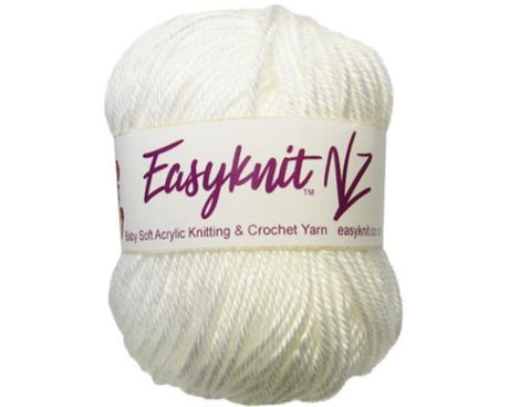 Soft, 3 ply knitting yarn in Snow White, perfect for cozy baby blankets and garments, suitable for all skill levels.