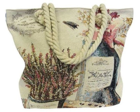 Spacious Rope Tote Bag Jardin with zipped pockets, eco-friendly materials, perfect for beach outings or shopping trips.