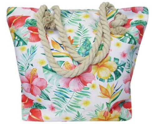 Stylish Rope Tote Bag with seashell design, spacious main compartment, and comfortable rope handles for beach and shopping.