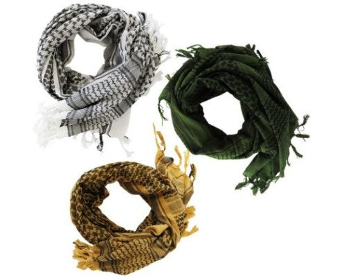 Set of three stylish 100% cotton shemaghs in unique camouflage designs for versatile outdoor use.