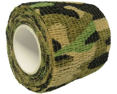 Camo bandage tape roll 4.5m x 5cm in a stylish camouflage pattern, perfect for support and blending in.