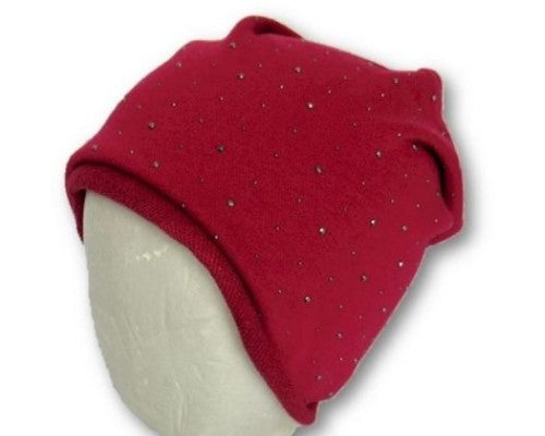 Vibrant hot pink sparkle beanie, perfect for winter, adding warmth and style to any outfit.