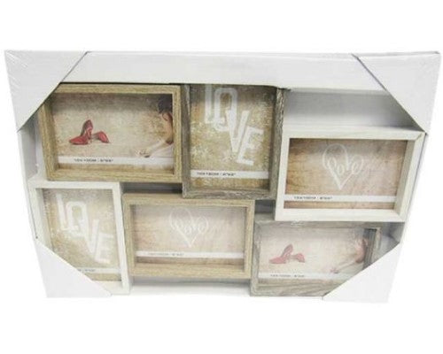 Beech Tones Six photo frame displaying six cherished memories, crafted from high-quality MDF in natural beech tones.