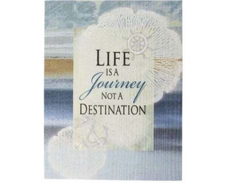 Textured art sign depicting 'Life is a Journey Not a Destination', measuring 26x19.5 cm, perfect for inspiring decor.