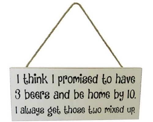Whimsical MDF wall art with a rope hanger featuring a playful beer-themed quote, perfect for home or man cave decor.