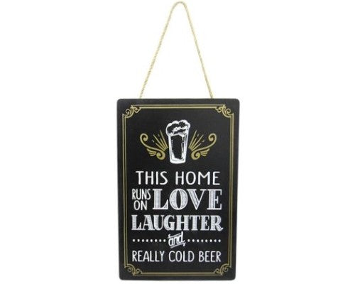 Beer-themed MDF wall art sign with twine hanger, measuring 23x15 cm, featuring a humorous design for beer lovers.