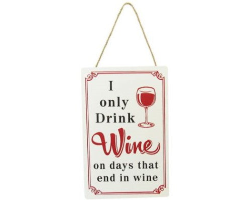 Rustic Vino Hanger wall art sign, 23x15 cm, perfect for wine lovers and home bar decor.