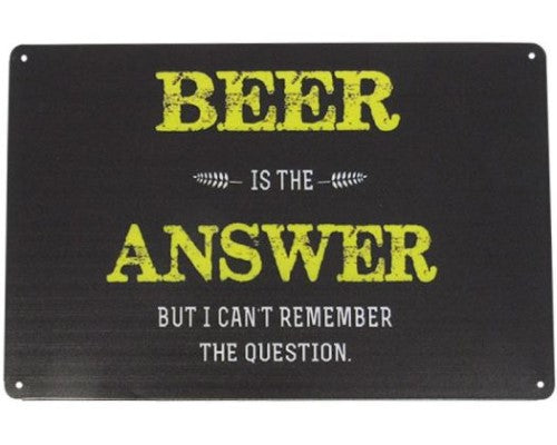 Art Tin Beer Answer Sign