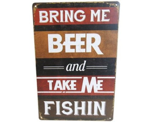 Art Tin Beer Fishin Sign
