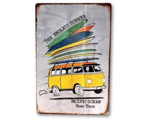 Vibrant retro tin sign featuring 'Endless Summer', perfect for adding a cheerful beach vibe to any room or cafe.