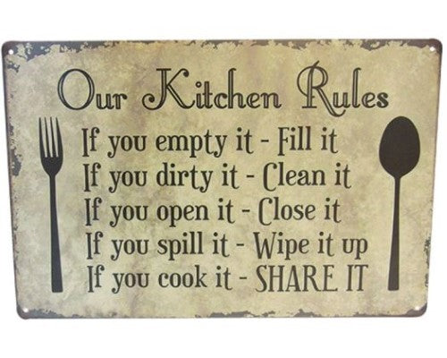 Wall Art - Art Tin Kitchen Rules Sign