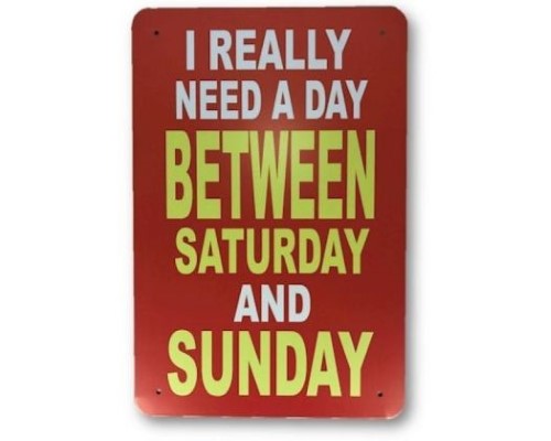 Retro Art Tin Weekend Sign, 30cm x 20cm, quirky design perfect for display.