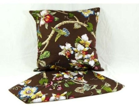 Stylish 44cm chocolate orchid cushion cover with zip for easy washing, perfect for living or bedroom decor.